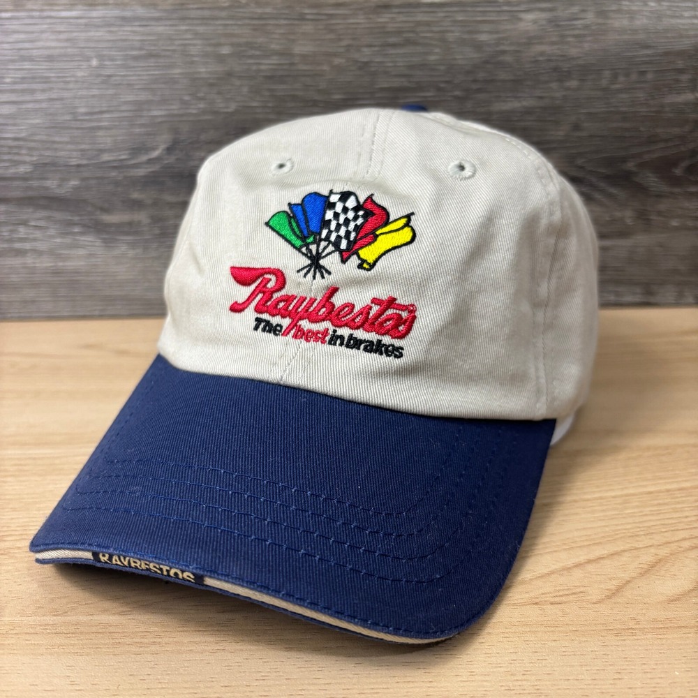 Raybestos Hat Cap Strap Back Brown Beige Blue Brakes Nascar Racing